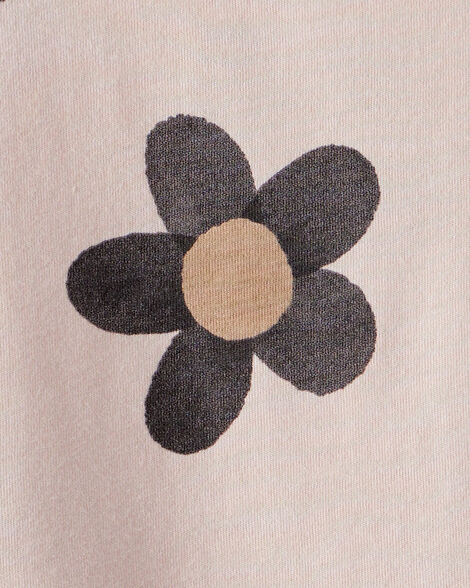 Toddler Girl Flower Print Short-Sleeve Peplum Top - Tan