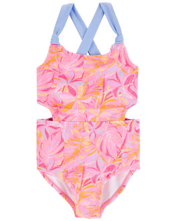Toddler Palm Print 1-Piece Cut-Out Swimsuit