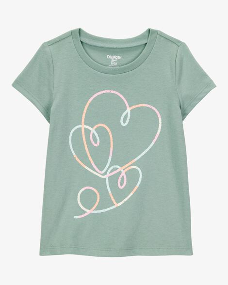  Product image 1 of Toddler Heart-Print Short-Sleeve Graphic Tee - Green