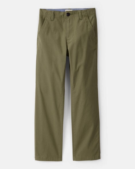 Boys Flat Front Fashion Pants - Green