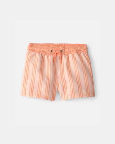 toddler boy striped swim trunks - orange