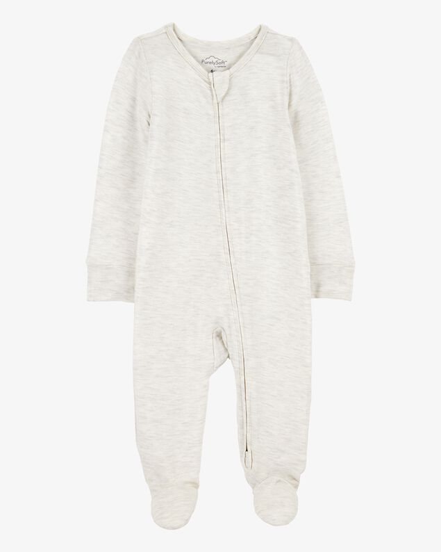 Product image 1 of Baby Solid 2-Way Zip PurelySoft Sleep & Play Pajamas - Grey