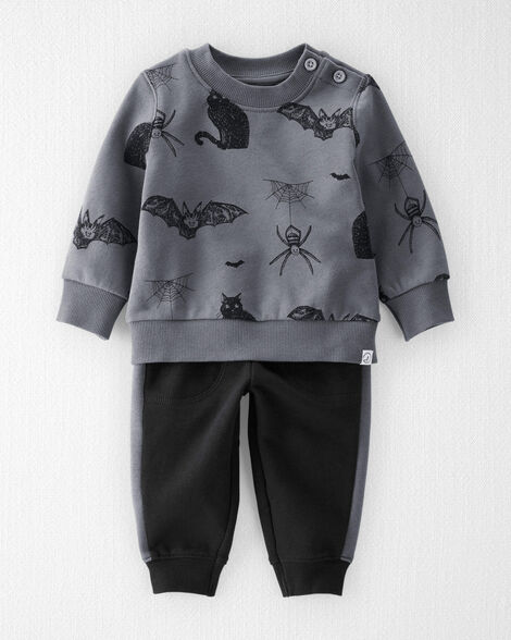 Baby 2-Piece Fleece Set Made with Organic Cotton in Spooky Night Print