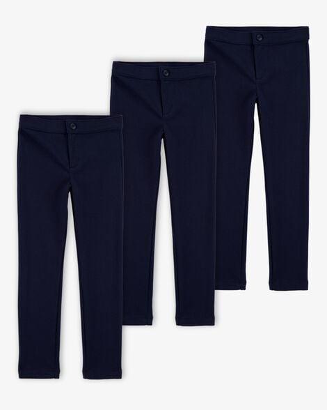 Product image 1 of Kid 3-Pack Ponte Knit Uniform Pants - Navy