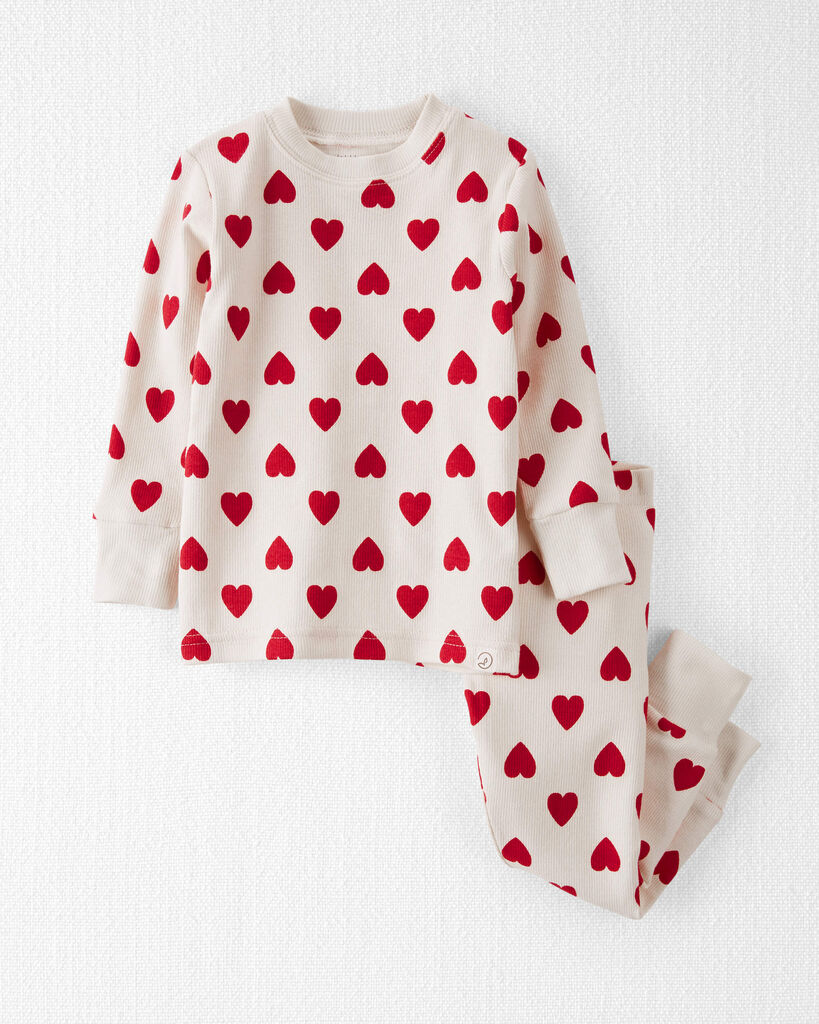 Little Planet Baby 2-Piece Organic Cotton Pajamas in Hearts 12M Red Hearts