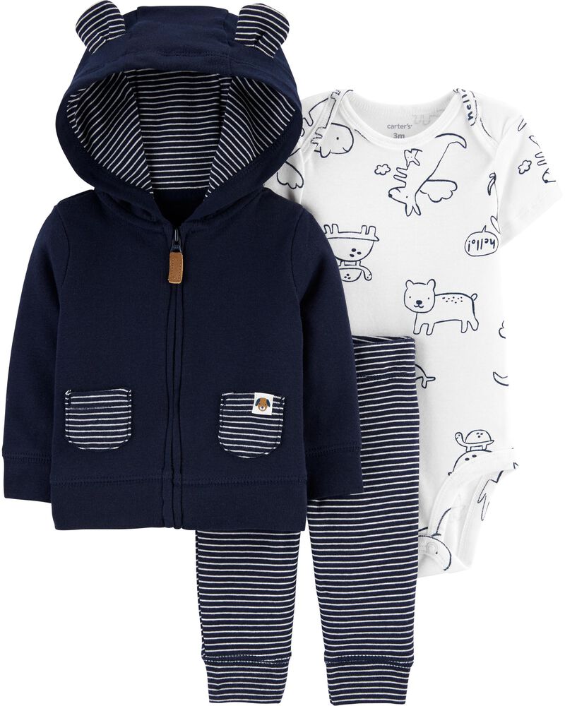 Baby Navy White 3 Piece Animals Little Jacket Set Carters Com