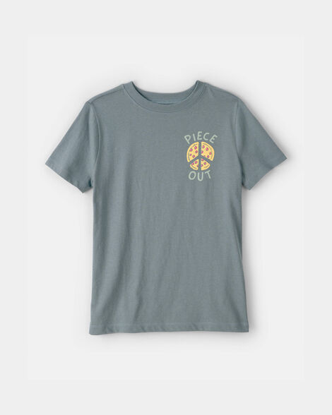 kids 'piece out' pizza graphic tee - grey