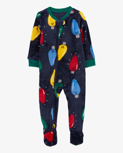  Product image 1 of Toddler 1-Piece Christmas Lights Fleece Footie Pajamas