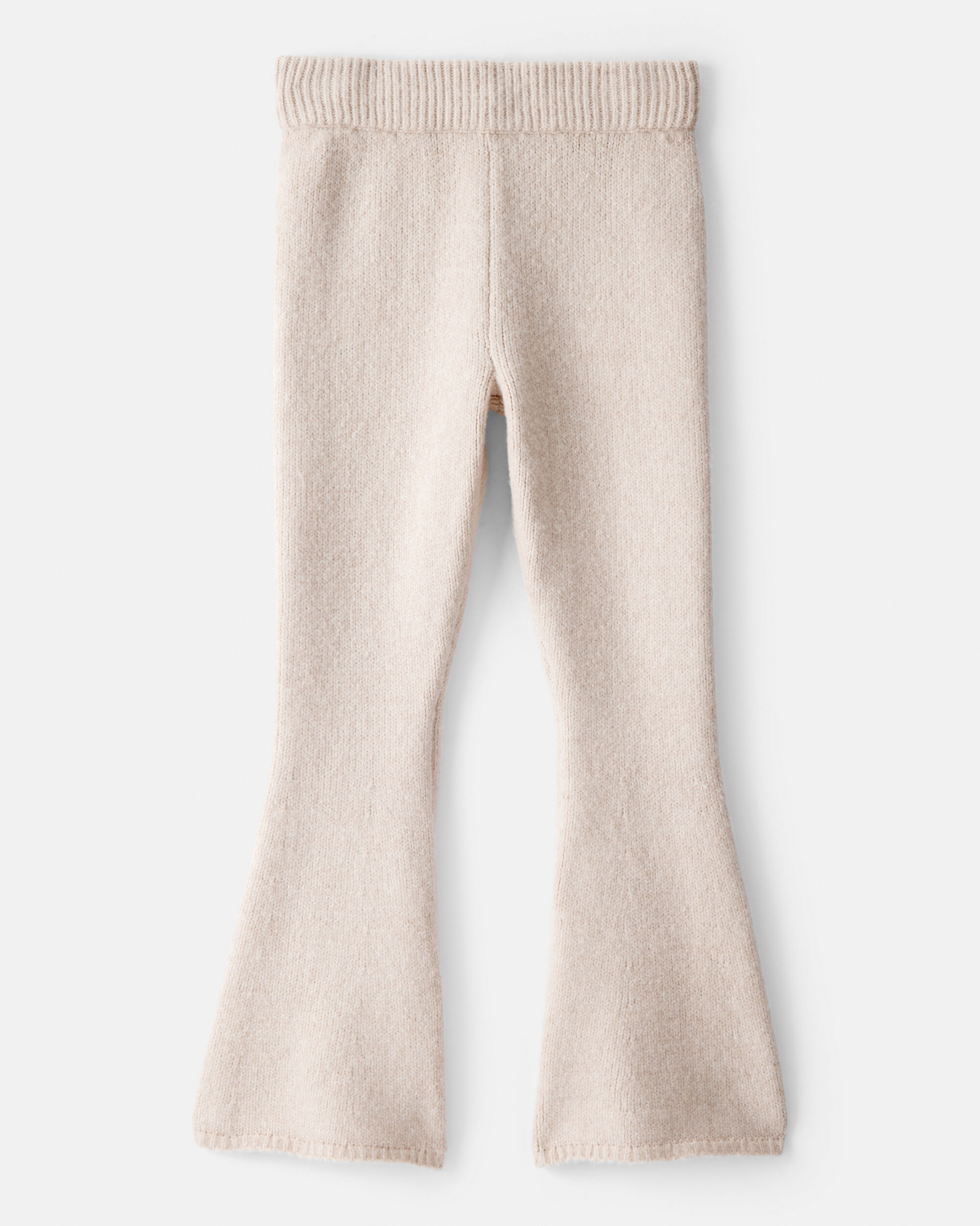 Girls Flare Sweater Knit Pants - Ivory