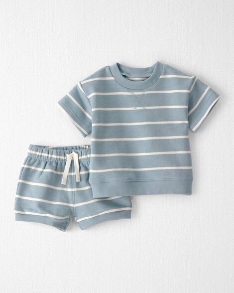 Baby 2-Piece Organic Cotton Top & Short Set in Stripes