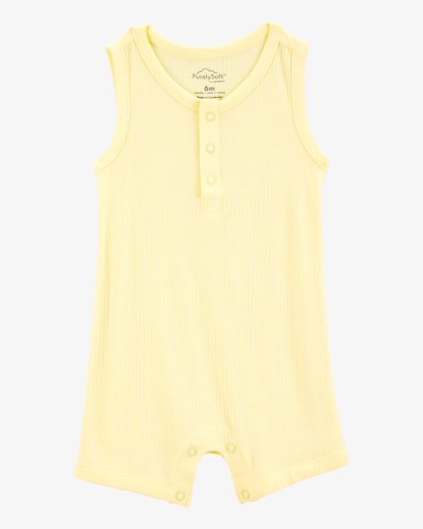 baby purelysoft ribbed romper - yellow