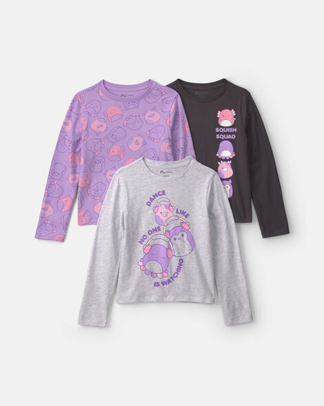 girls 3-pack squishmallow long-sleeve multipack tops