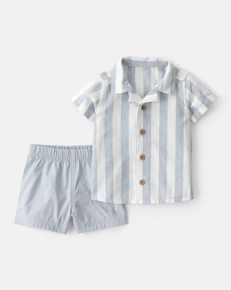 baby boy 2-piece top & short set - blue