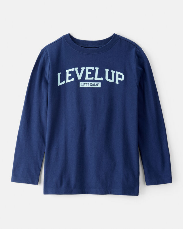 Product image 1 of Boys Level Up Long-Sleeve Graphic Tee - Navy