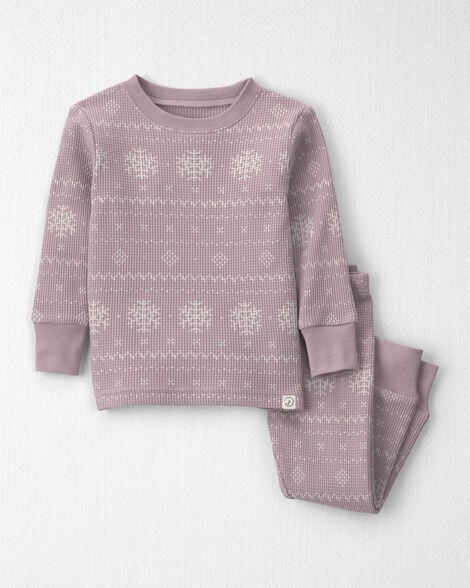 Baby Girl 2-Piece Fair Isle Waffle Knit Pajamas Made with Organic Cotton