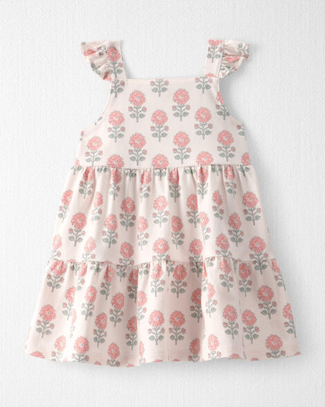 Baby Girl Organic Cotton Tiered Dress in Rosebud Petal Print
