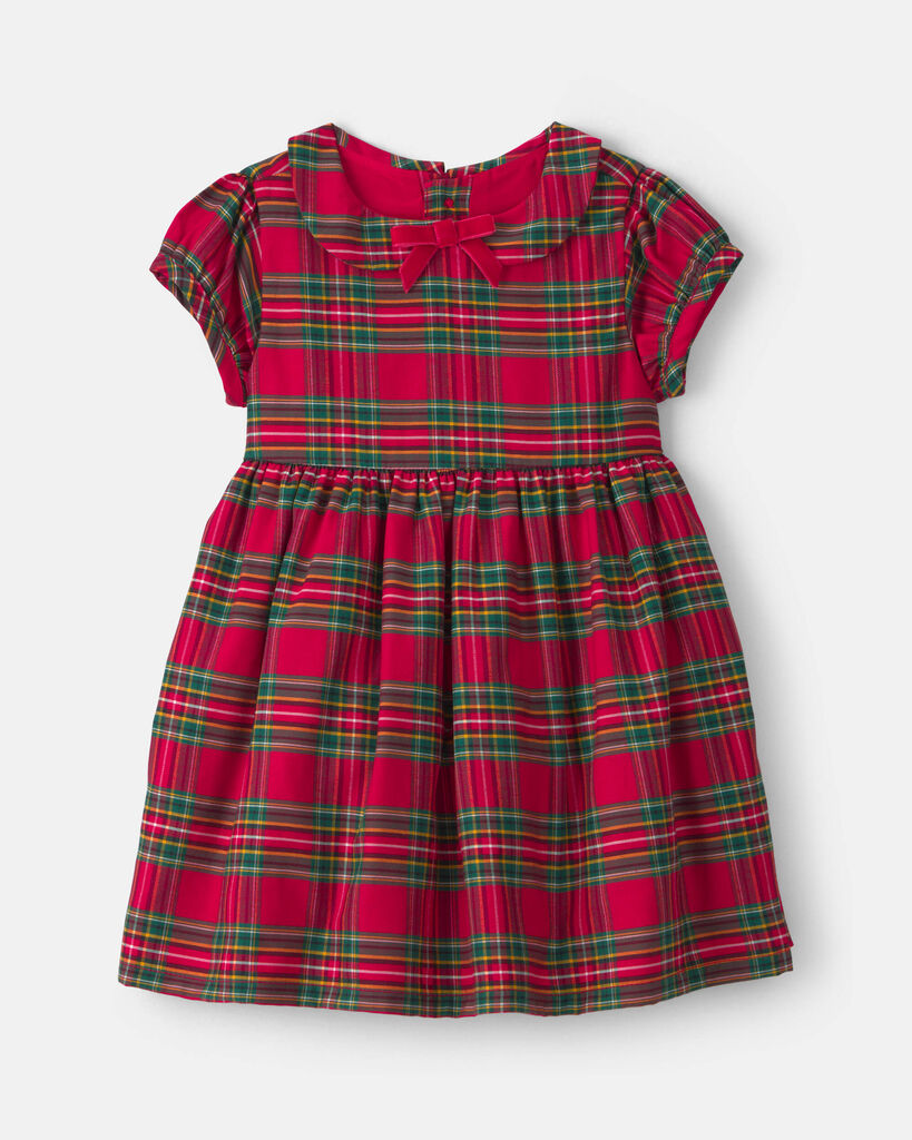 Baby Girl Carter's 2-Piece Holiday Plaid Short Sleeve Dress & Diaper Cover Set, Girl's, Size: 3 Months