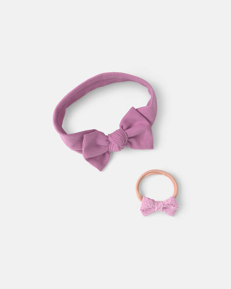 baby girl 2-pack bow headbands - pink