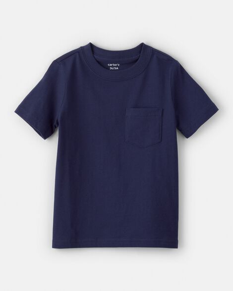 toddler solid short-sleeve pocket tee - navy