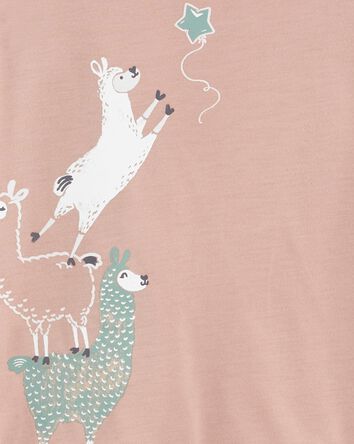 Kid 2-Piece Llama Loose Fit Poly & Fleece PJs, 