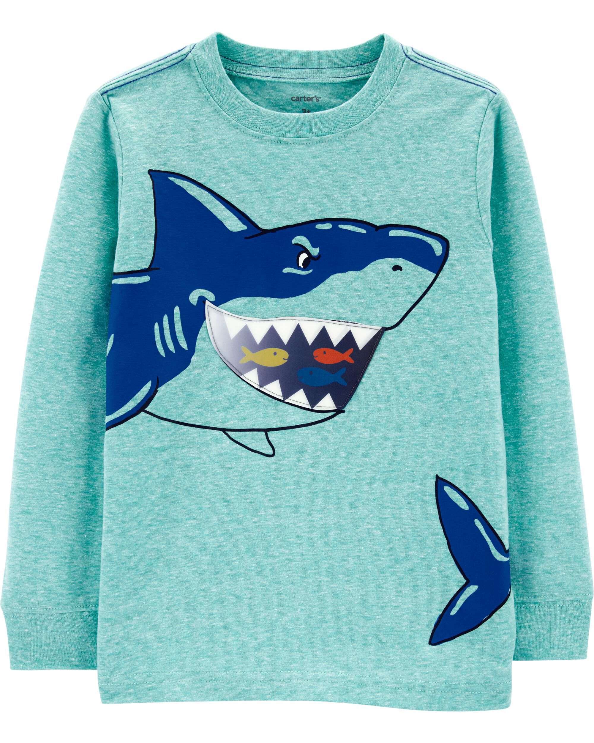 Carters Baby Boys Shark Attack Slub Jersey Tee White