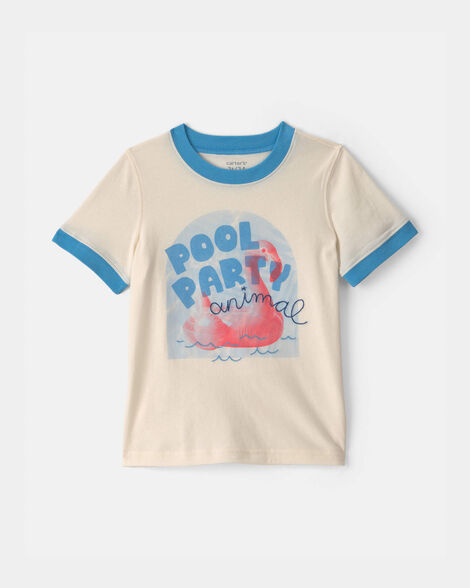toddler boy 'pool party animal' flamingo graphic tee - cream