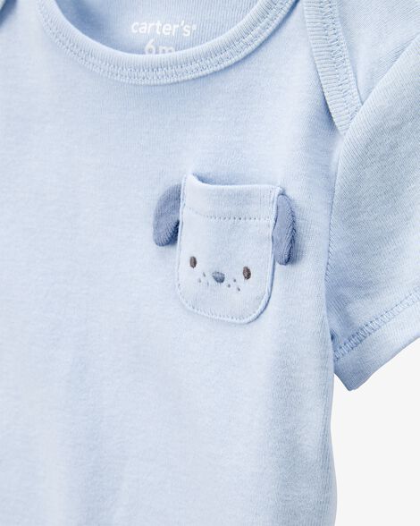 Product image 2 of Baby Boy 5-Pack Dog Short-Sleeve Cotton Bodysuits - Blue