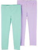 Turquoise/Purple - Toddler 2-Pack Turquoise & Purple Leggings Set, Selected