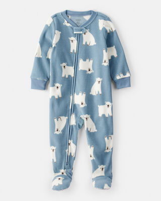 Product image 1 of Toddler Boy Polar Bear Loose Fit Long-Sleeve 2-Way Zip 1-Piece Pajamas