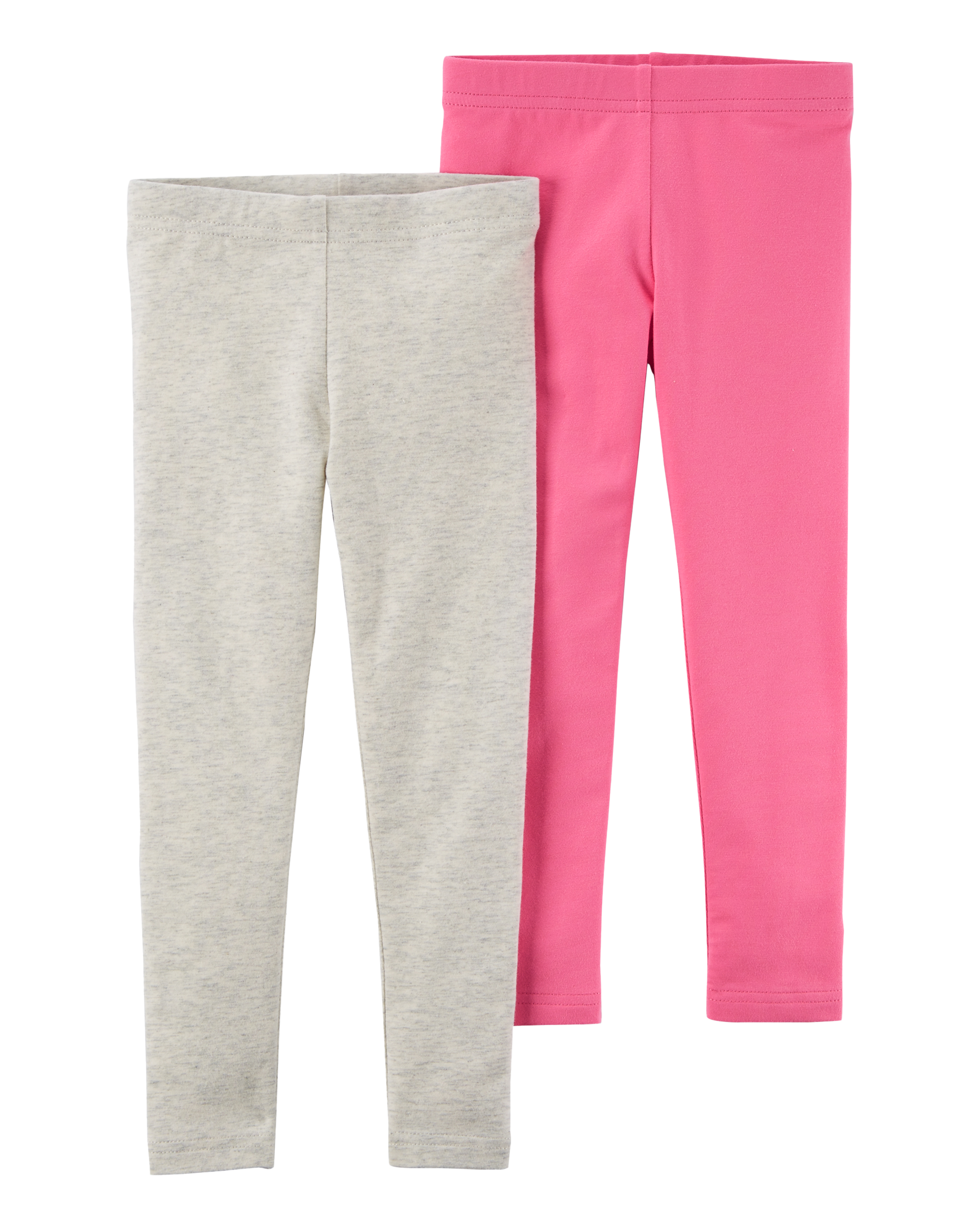 Toddler 2-Pack Pink & Grey Cotton Stretch Leggings