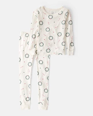 Kid Organic Cotton Pajamas Set in Gingerbread Man Print