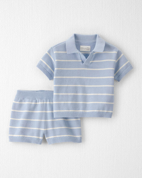 Baby Boy 2-Piece Organic Cotton Top & Short Set in Stripes