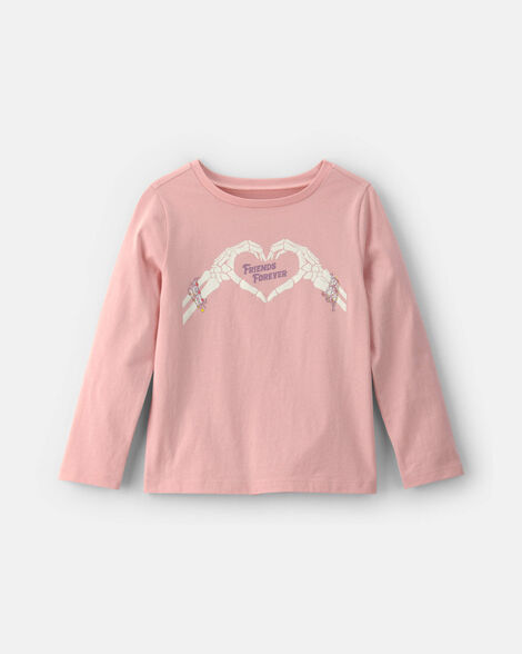 girls 'friends forever' halloween long-sleeve graphic tee - pink