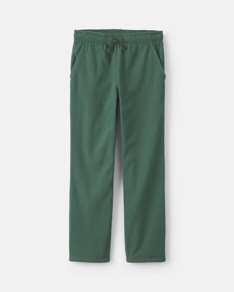 boys fleece wide-leg pants - olive green