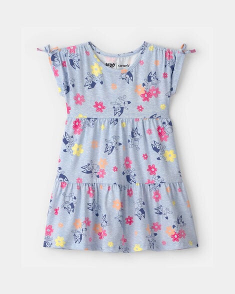 toddler girl bluey™ floral dress - blue