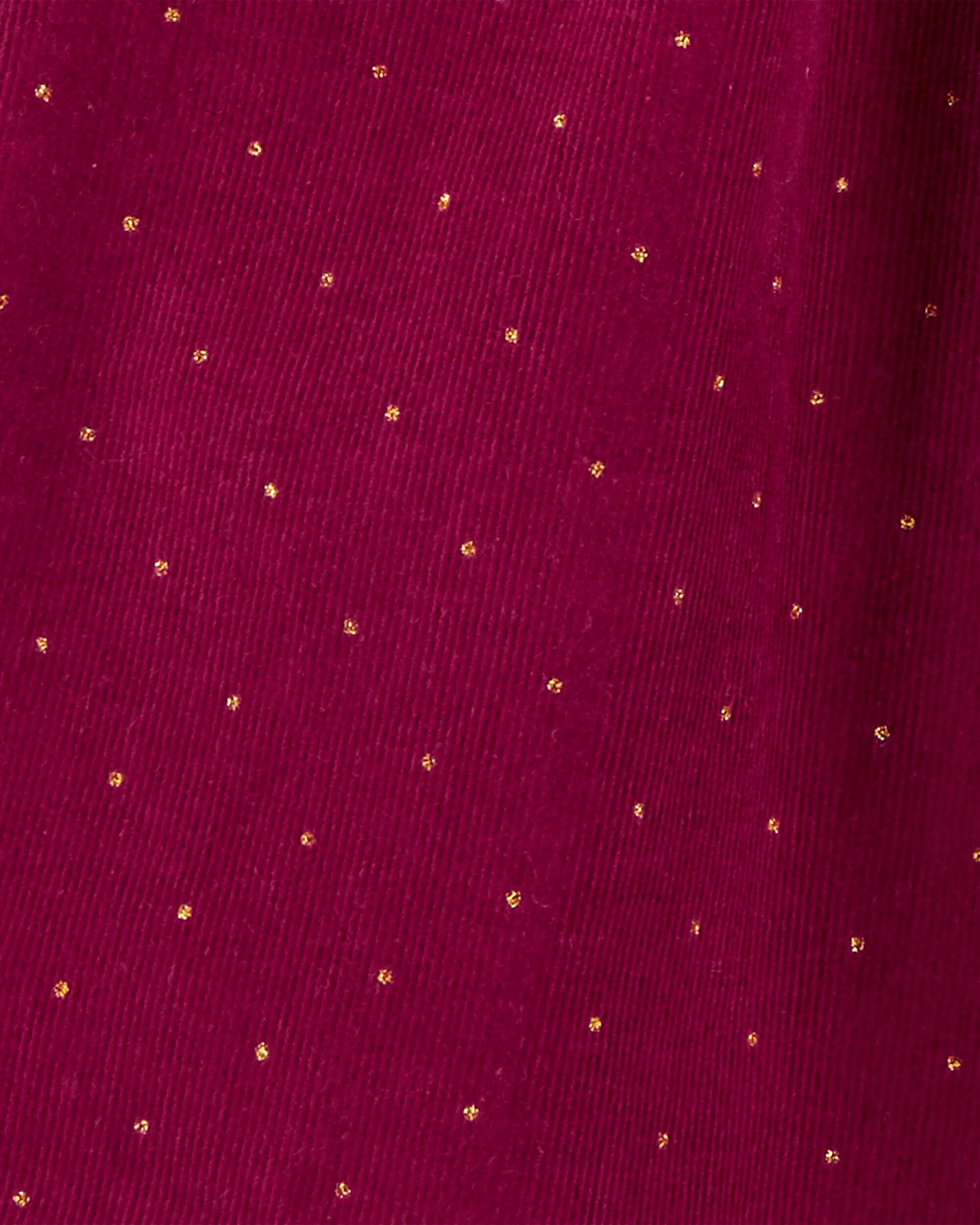 Bow print corduroy holiday dress Clearance