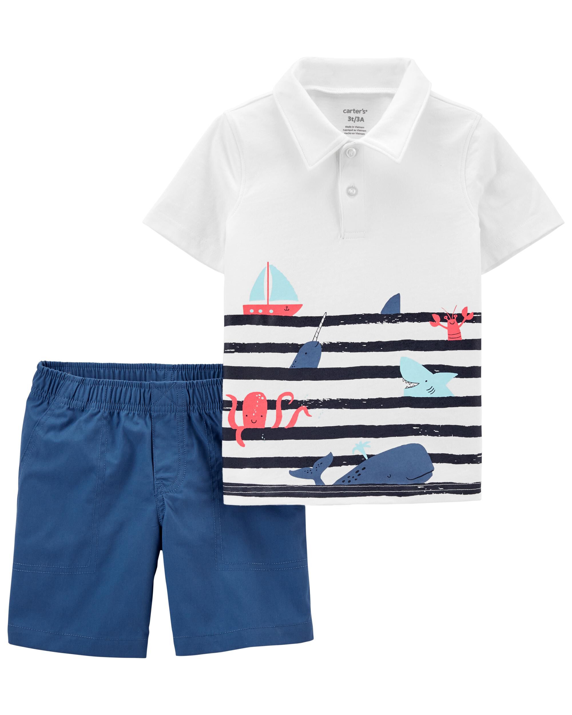 *DOORBUSTER* 2-Piece Jersey Polo & Poplin Short Set