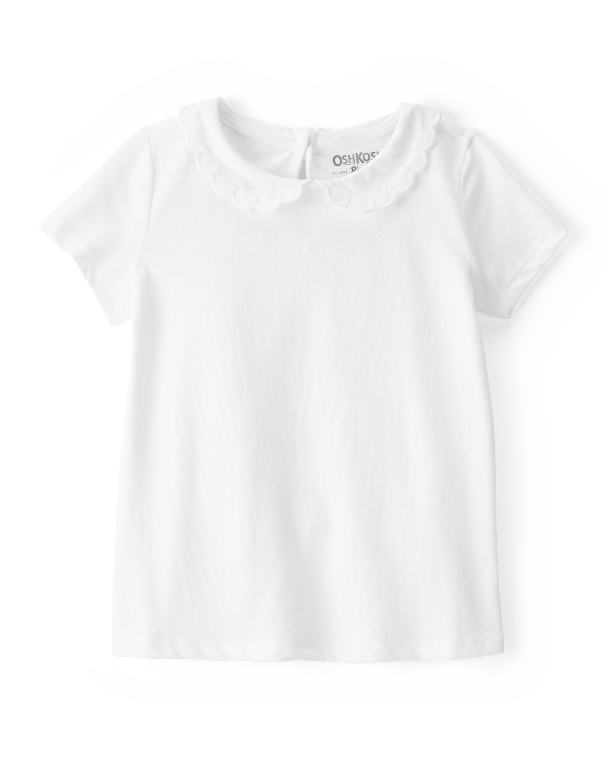 Toddler Scalloped Collar Short-Sleeve Top - White