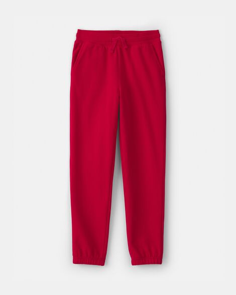 Kids Drawstring Knit Joggers - Red