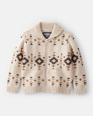 Toddler Boy Western Print Cotton Long-Sleeve Button-Down Shirt - Ivory