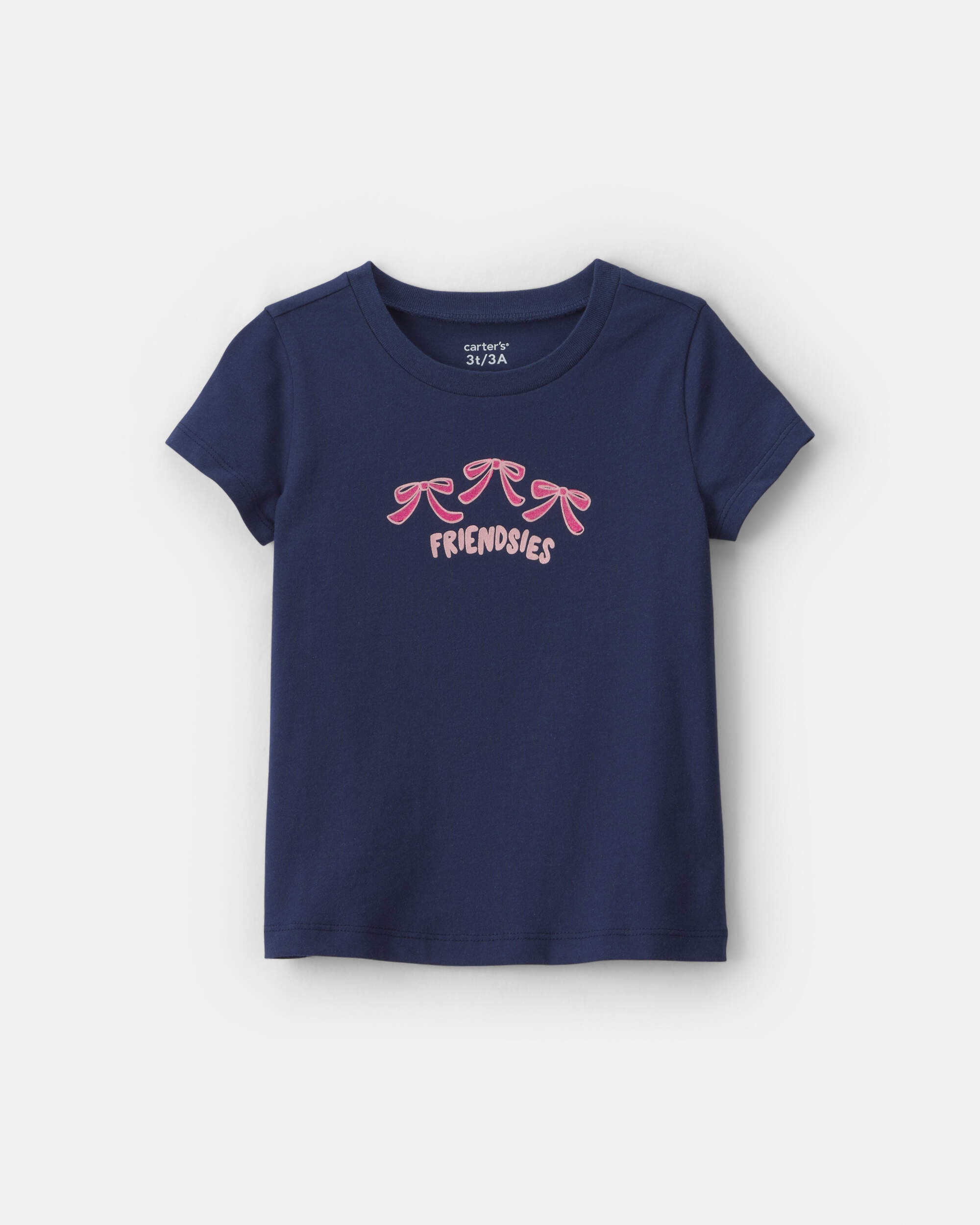Carters toddler girl friendsies bow graphic tee 2T Navy Blue $6