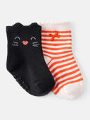 Black/Orange - Baby 2-Pack Halloween Socks - Black/Orange, Selected