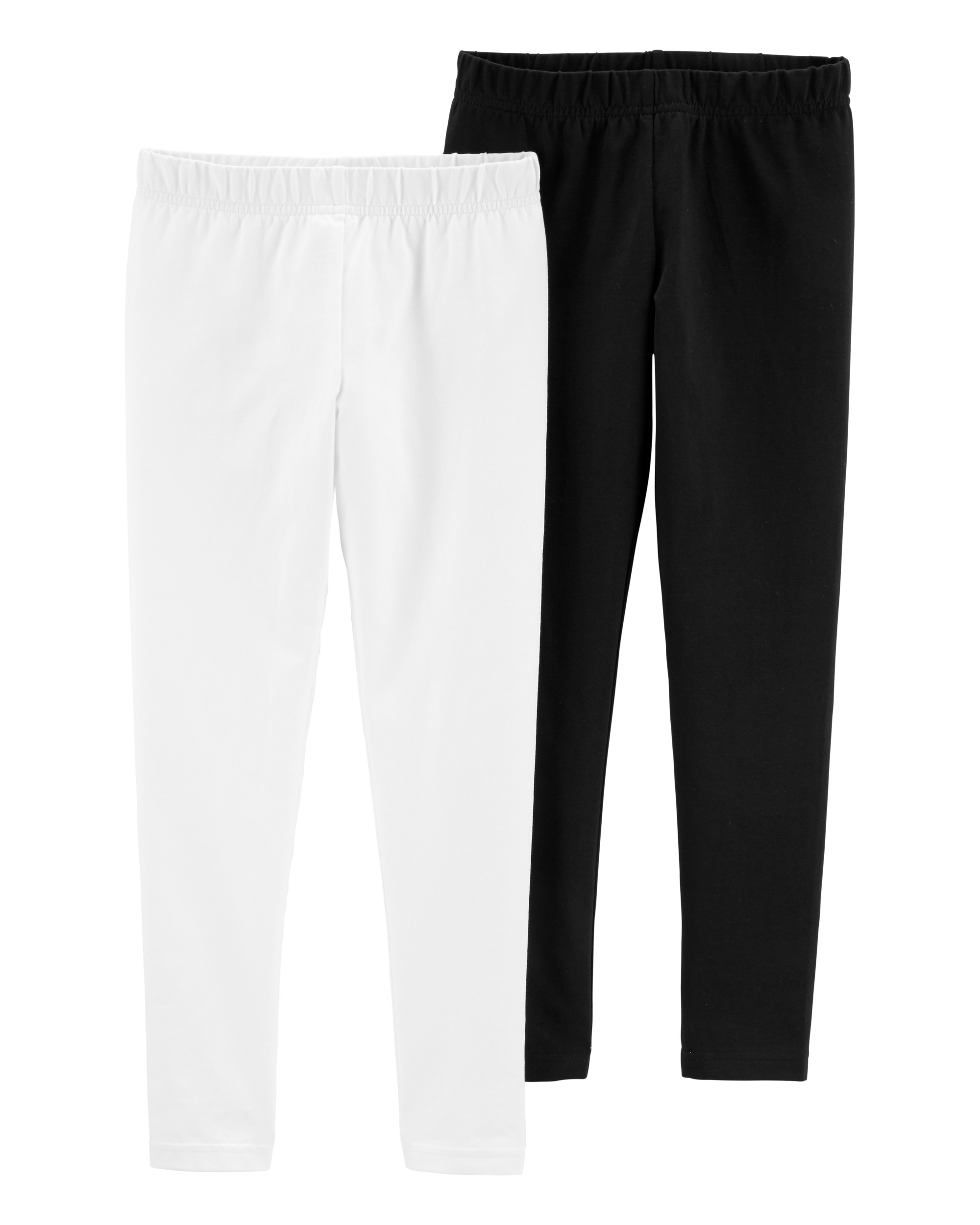 Kid 2-Pack Black & White Cotton Stretch Leggings
