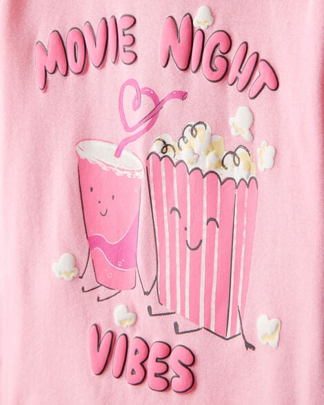 Product image 2 of Girls Movie Print 100% Cotton Long-Sleeve 4-Piece Pajamas - Black/Pink