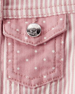 Product image 2 of Baby Vintage Inspired Twill Striped Cropped Jacket -  Pink