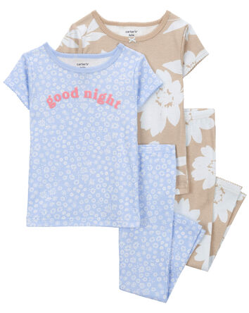 Toddler 4-Piece Floral 100% Snug Fit Cotton Pajamas