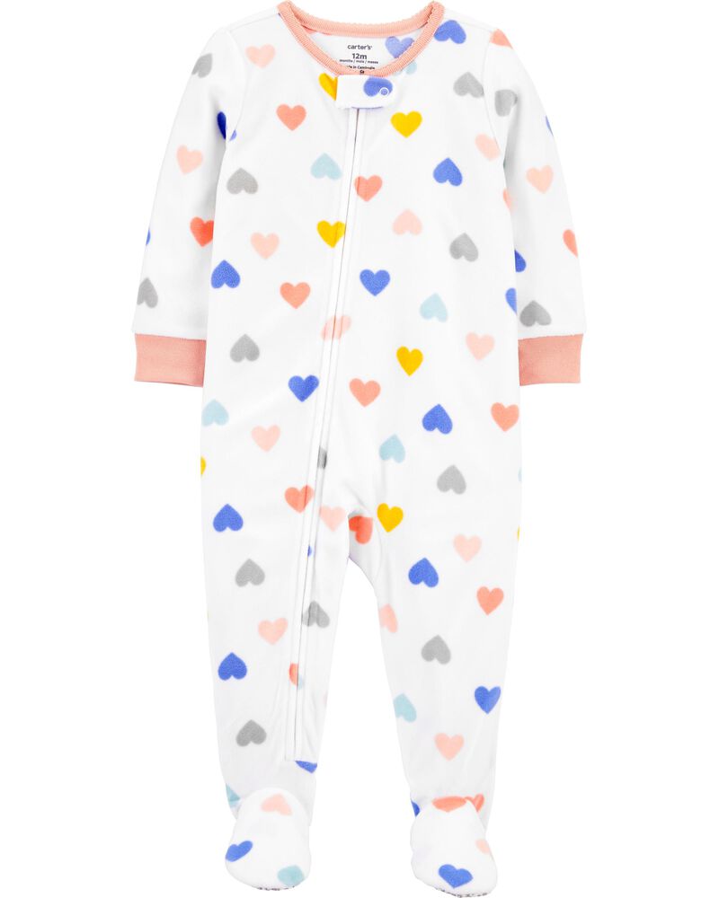1 Piece Heart Fleece Footie Pjs Carters Com