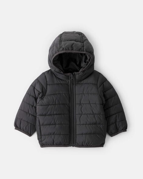 baby boy midweight packable puffer - black