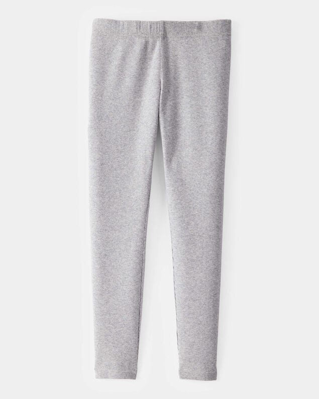 Product image 2 of Kid Solid Cotton Ribbed Stretch Leggings - Grey