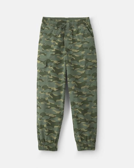 boys camo cargo joggers - olive green